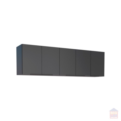 Armário Aéreo para Cozinha Cisne Madeira 194cm Preto Cozimax